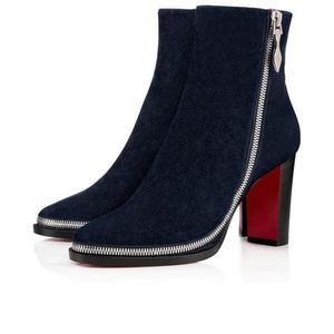 Louboutin Navy Telezip Boots/Booties